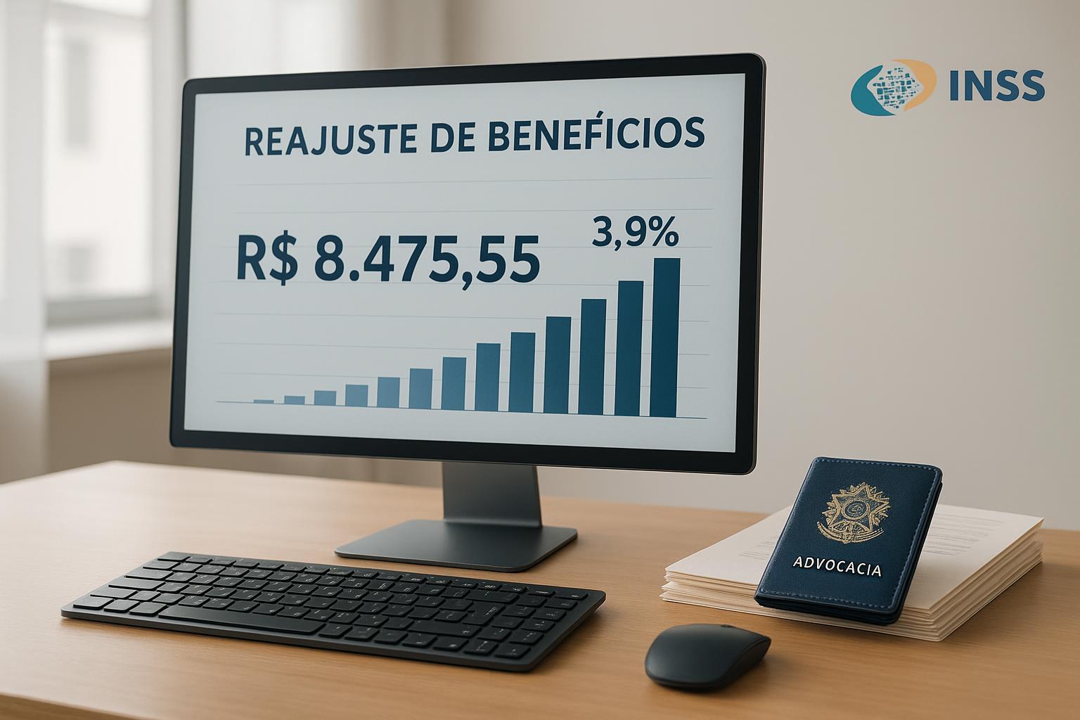 INSS confirma reajuste de 3,9% para quem ganha acima do mínimo e novo teto de R$ 8.475,55. Veja como ficam os valores e o calendário de pagamentos. (imagem gerada com inteligência artificial)