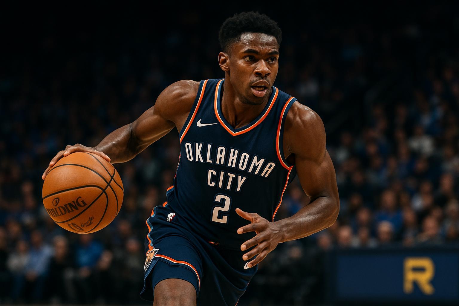 Confira tudo sobre Kenrich Williams, destaque do Oklahoma City Thunder. Veja estatísticas, perfil e as últimas notícias sobre o jogador na NBA. (imagem gerada com inteligência artificial)