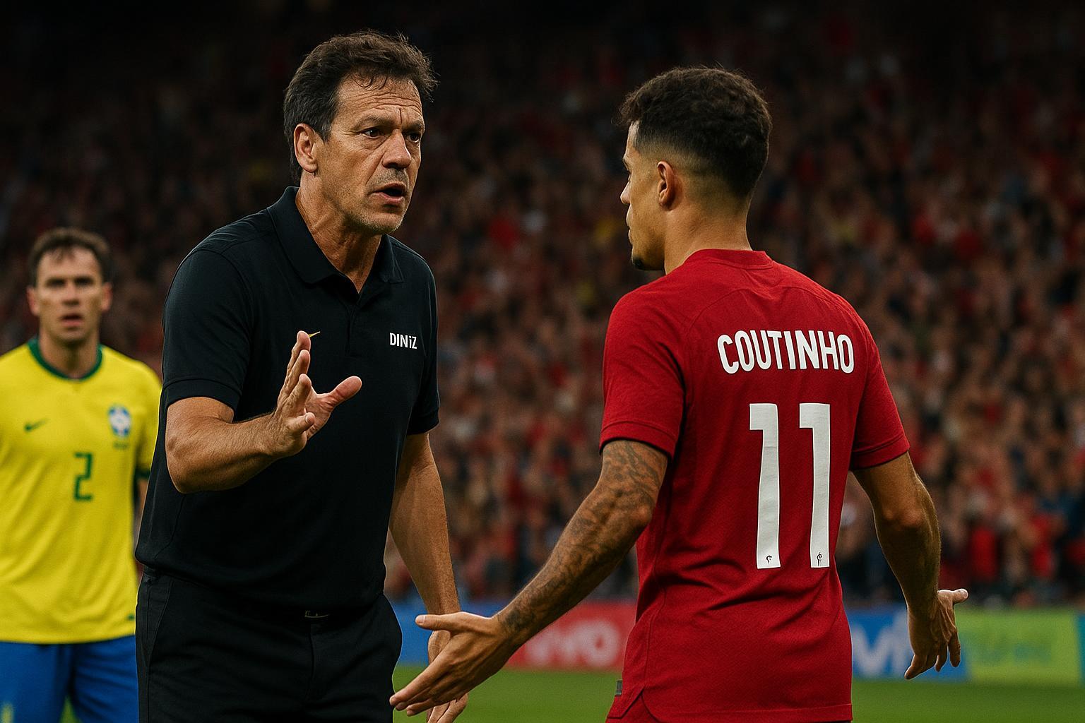 Sob vaias e críticas por desempenho, Philippe Coutinho é defendido por Diniz. Entenda a polêmica e o momento delicado do meia no Vasco. (imagem gerada com inteligência artificial)