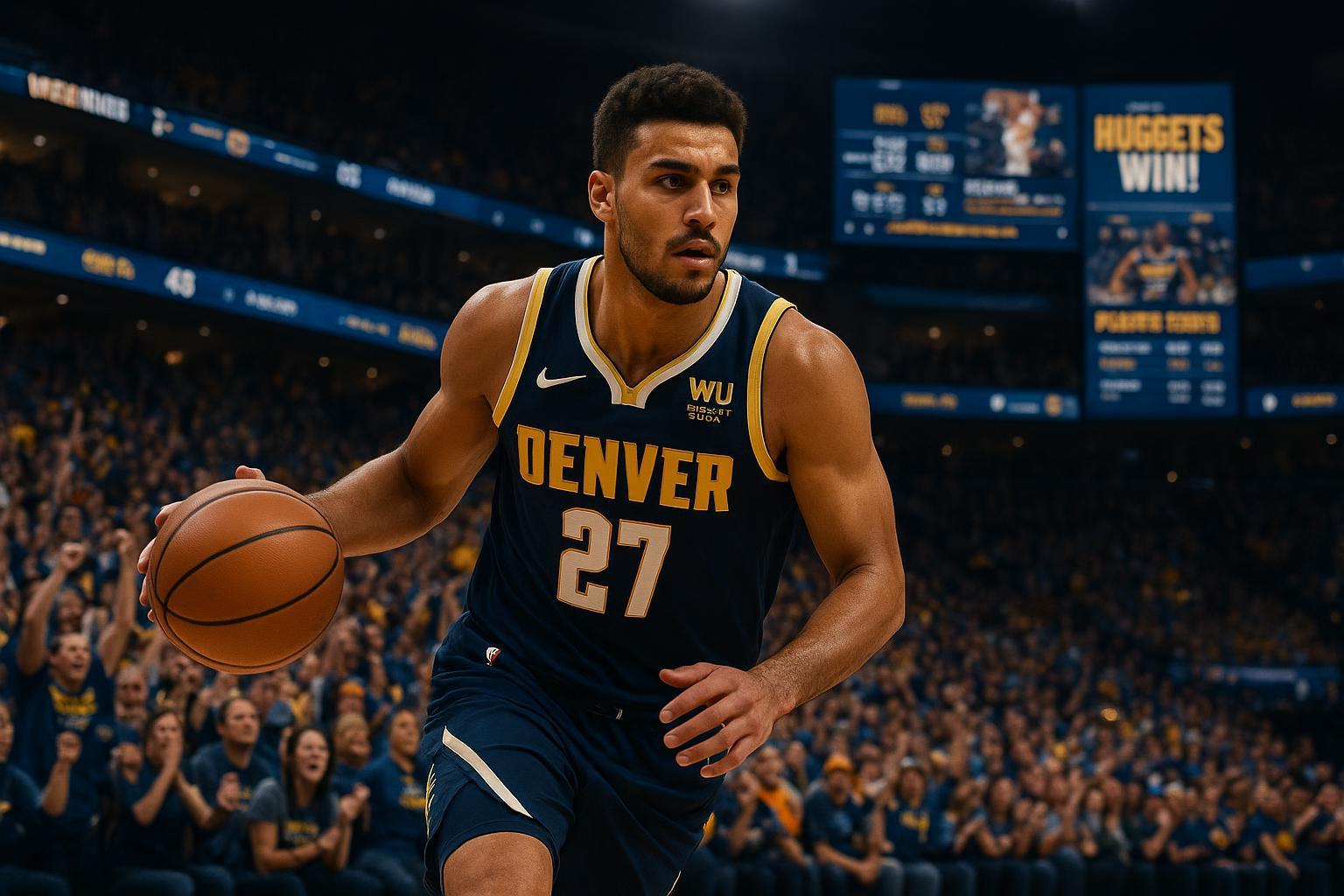 Fique por dentro de tudo sobre o Denver Nuggets: últimas notícias, resultados dos jogos, destaques de Jokic e atualizações da temporada. (imagem gerada com inteligência artificial)