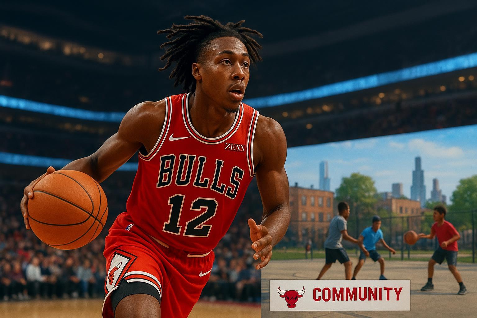 Ayo Dosunmu é destaque na NBA! Veja sua atuação de 14 pontos no Jogo 1 contra os Nuggets e como o armador apoia crianças de Chicago criando times da AAU. (imagem gerada com inteligência artificial)